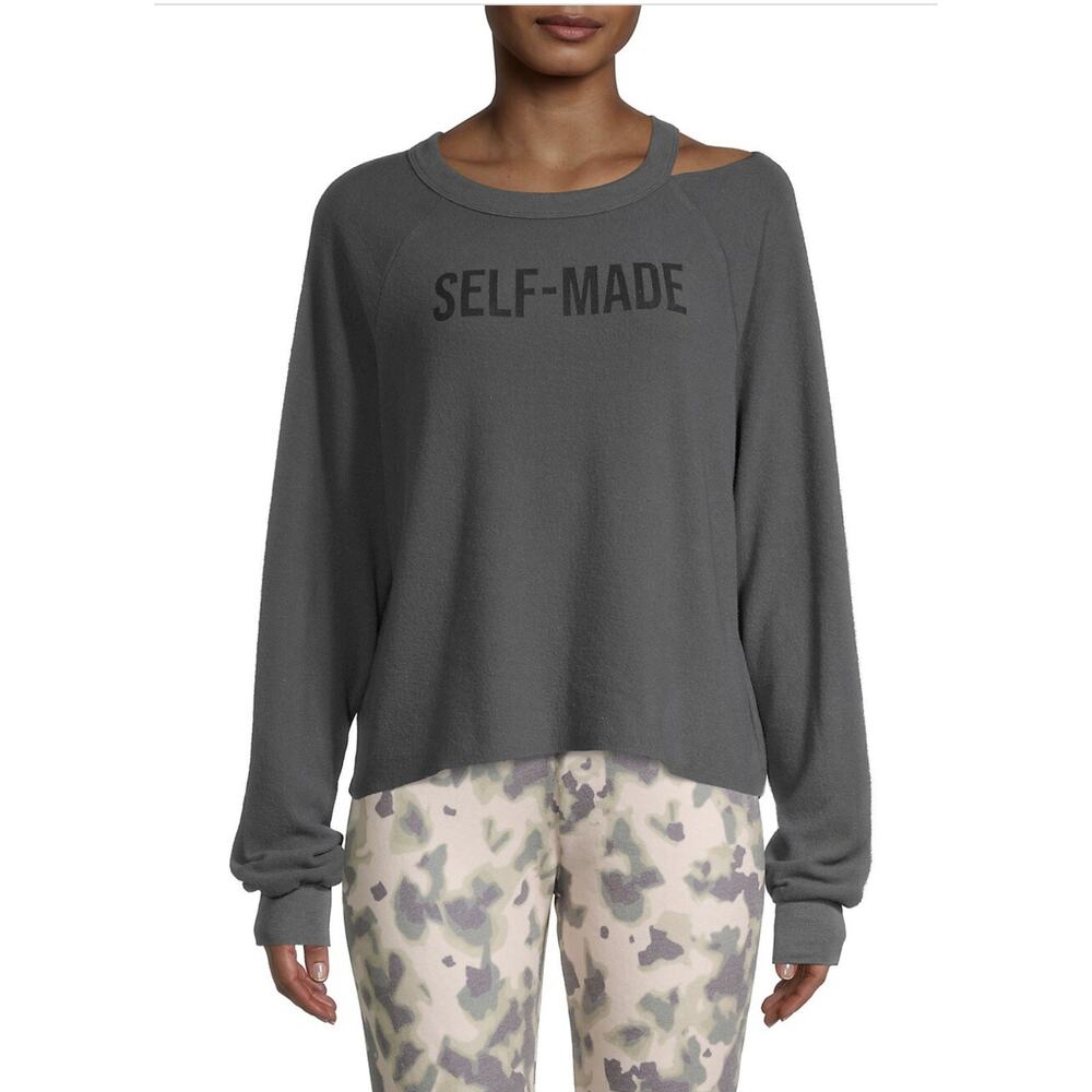 NEW Wildfox Self-Made Dark Gray Cutout Pullover - Medium